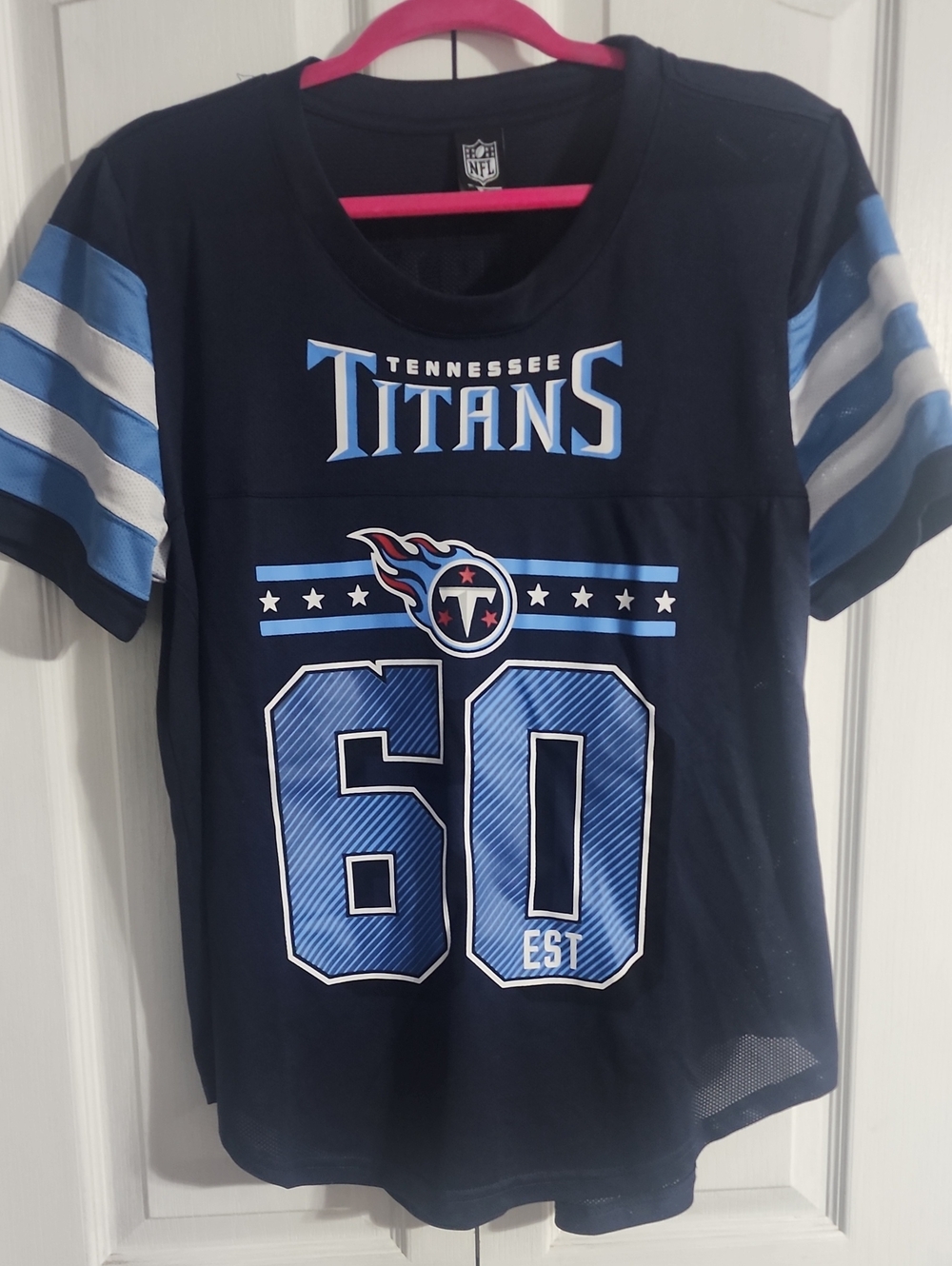 NFL Tennessee Titans Navy and Light Blue Girls Short Sleeve Tee